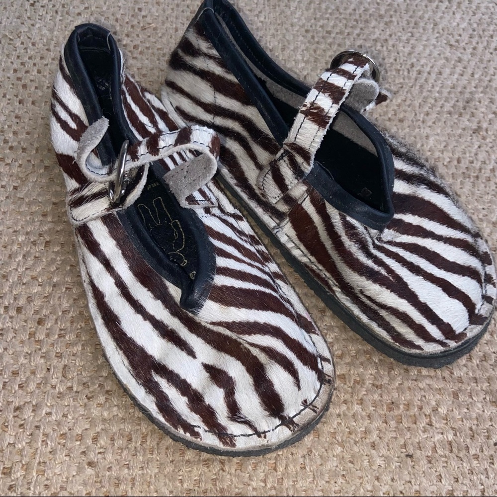 Bear Feet Zebra Stripe Calf Hair Shoes